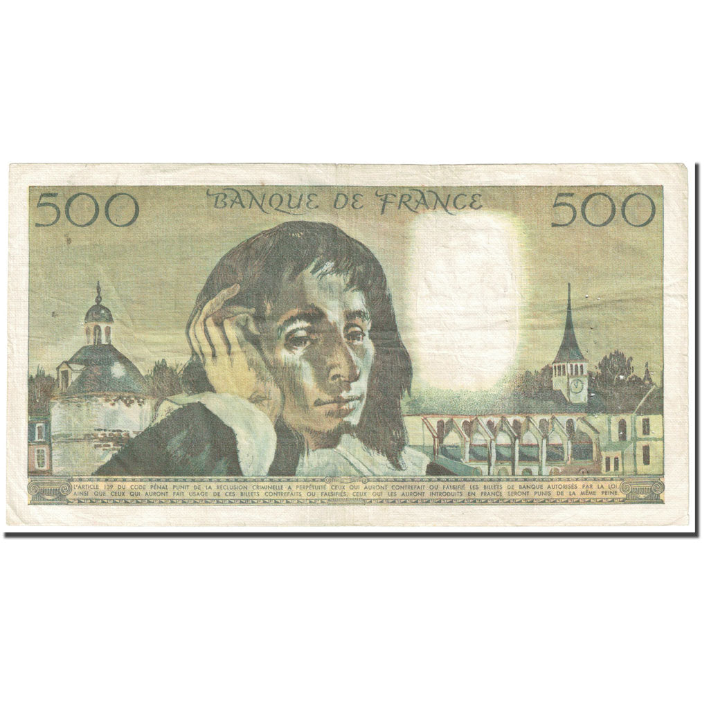 France, 500 Francs, Pascal, 1970, 1970-01-08, VF(20-25), Fayette:71.5, KM:156a
