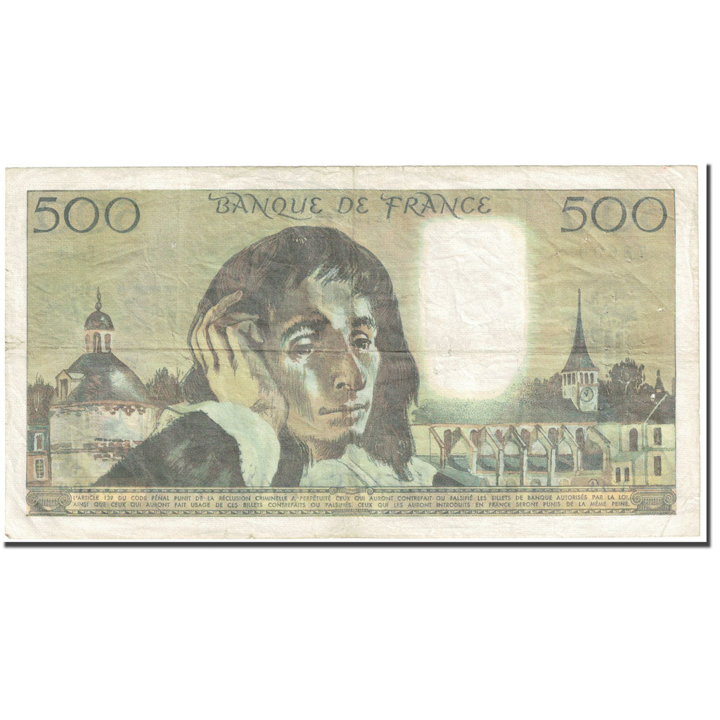 France, 500 Francs, Pascal, 1974, 1974-12-05, VF(20-25), Fayette:71.12, KM:156c