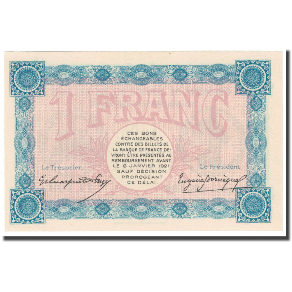 France, Belfort, 1 Franc, 1916, Chambre de Commerce, SPL, Pirot:23-24