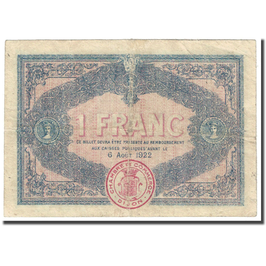France, Dijon, 1 Franc, 1917, Chambre de Commerce, VF(20-25), Pirot:53-14