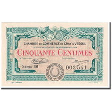 France, Gray & Vesoul, 50 Centimes, 1919, Chambre de Commerce, NEUF, Pirot:62-11