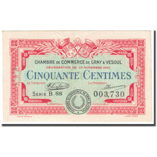 France, Gray & Vesoul, 50 Centimes, 1920, Chambre de Commerce, EF(40-45)