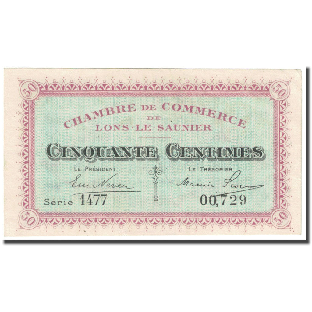 France, Lons-le-Saunier, 50 Centimes, 1918, Chambre de Commerce, EF(40-45)