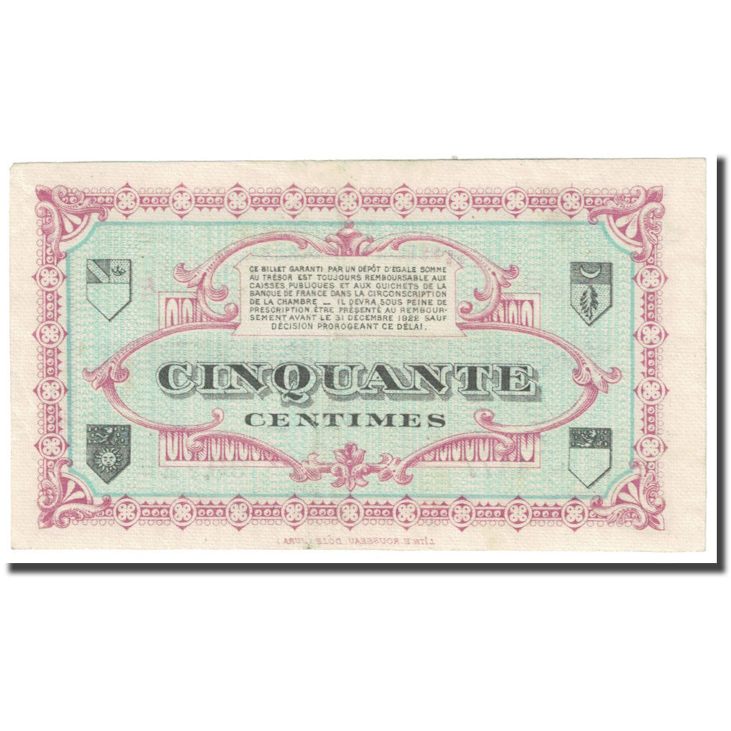 France, Lons-le-Saunier, 50 Centimes, 1918, Chambre de Commerce, EF(40-45)