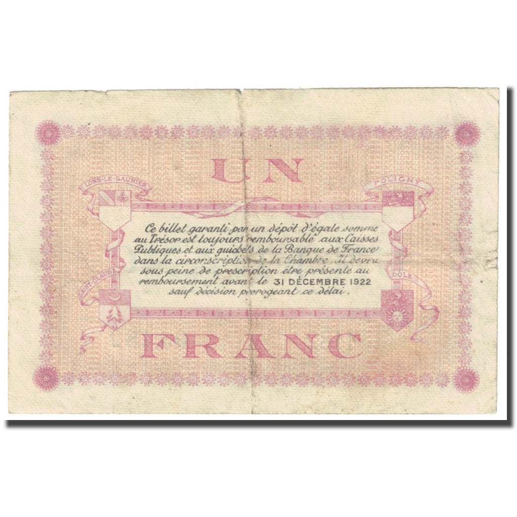 France, Lons-le-Saunier, 1 Franc, 1918, Chambre de Commerce, TB, Pirot:74-13