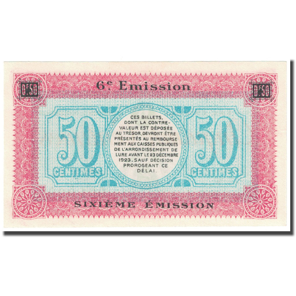 France, Lure, 50 Centimes, 1920, Chambre de Commerce, UNC(65-70), Pirot:76-36