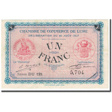 France, Lure, 1 Franc, 1917, Chambre de Commerce, EF(40-45), Pirot:76-20