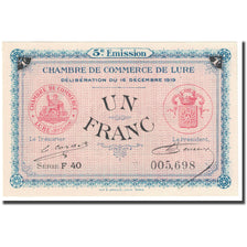 Francia, Lure, 1 Franc, 1919, Chambre de Commerce, FDS, Pirot:76-34
