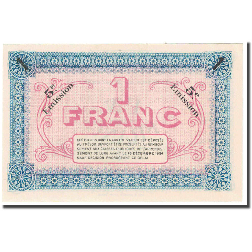 Francia, Lure, 1 Franc, 1919, Chambre de Commerce, FDS, Pirot:76-34
