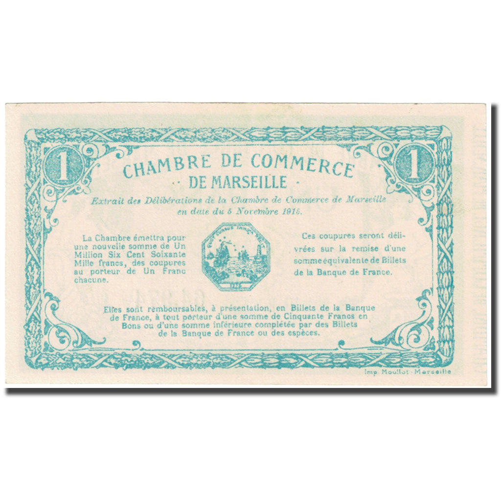 Frankrijk, Marseille, 1 Franc, 1915, Chambre de Commerce, SUP, Pirot:79-56