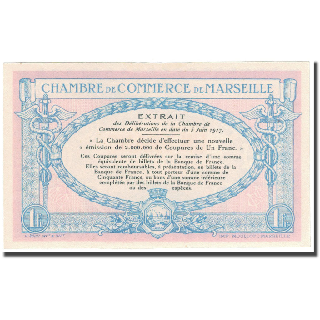 France, Marseille, 1 Franc, 1917, Chambre de Commerce, UNC(63), Pirot:79-64