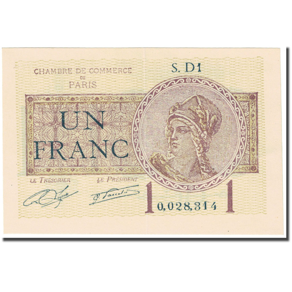 Francia, Paris, 1 Franc, 1920, Chambre de Commerce, MBC, Pirot:97-23