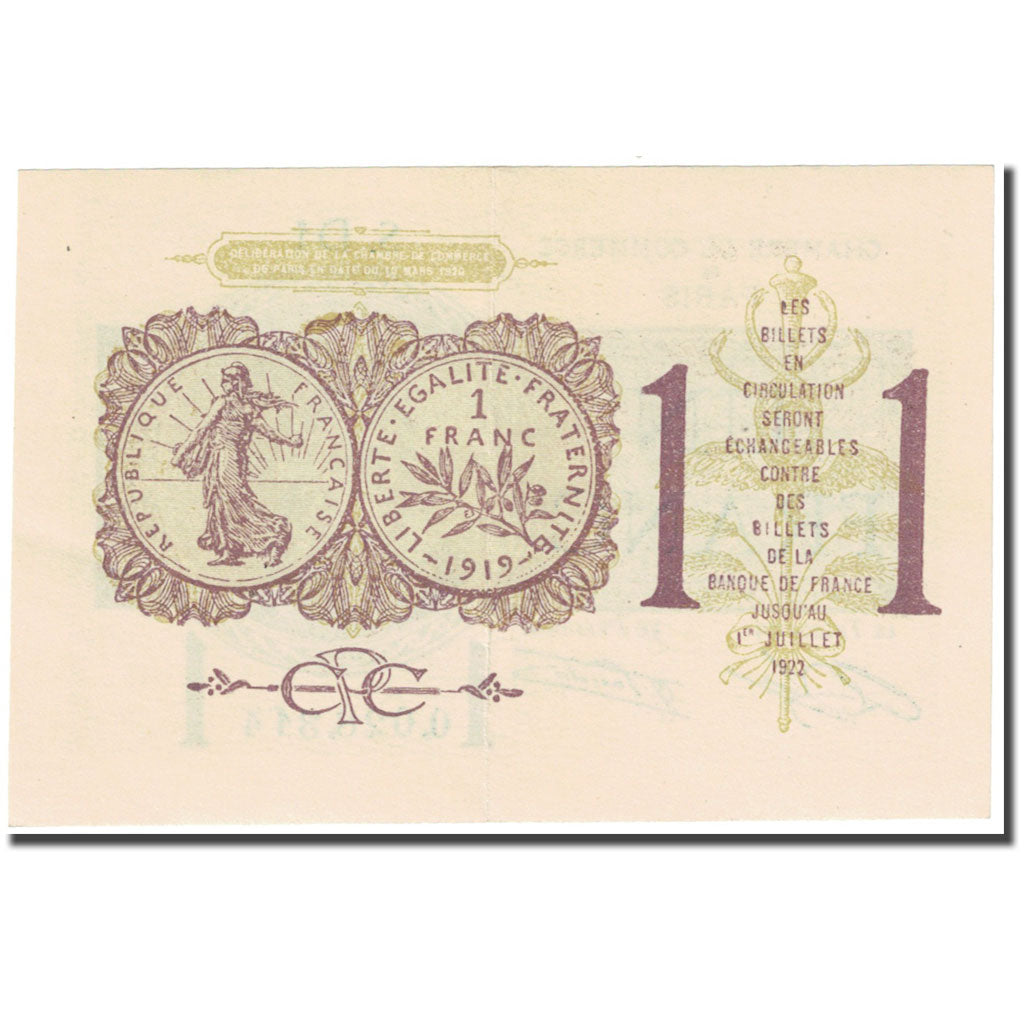 Francia, Paris, 1 Franc, 1920, Chambre de Commerce, MBC, Pirot:97-23