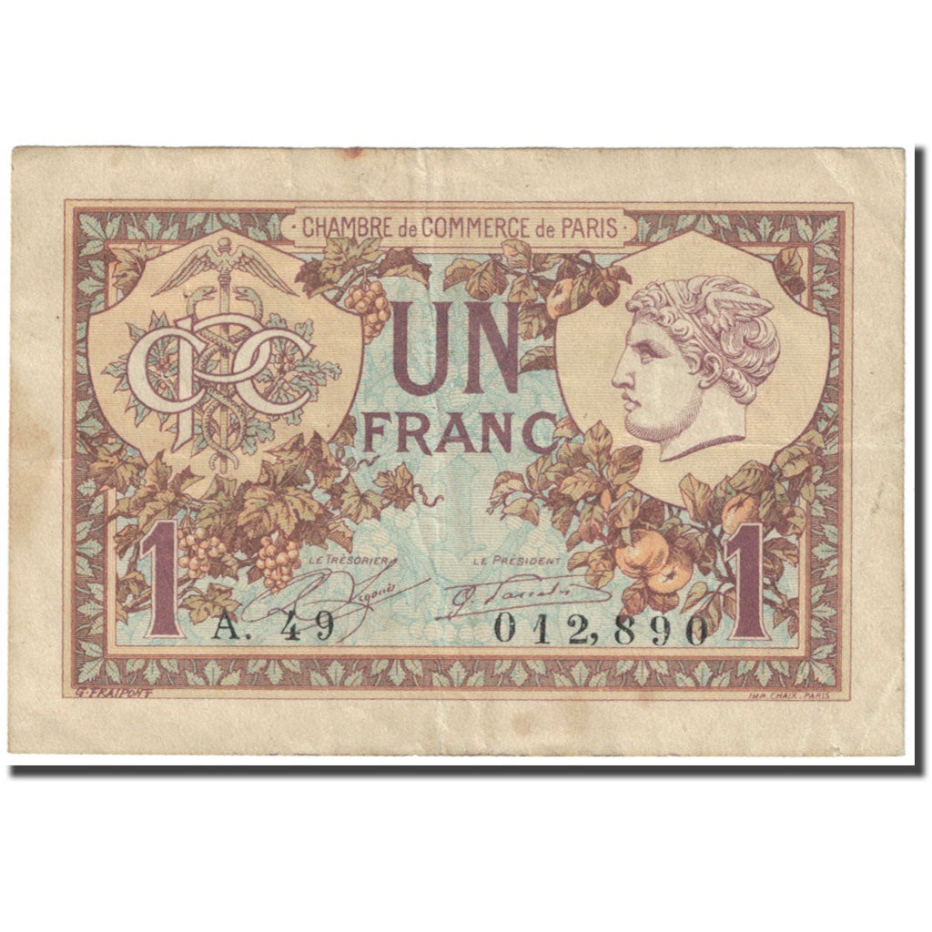 Francia, Paris, 1 Franc, 1920, Chambre de Commerce, MBC, Pirot:97-36