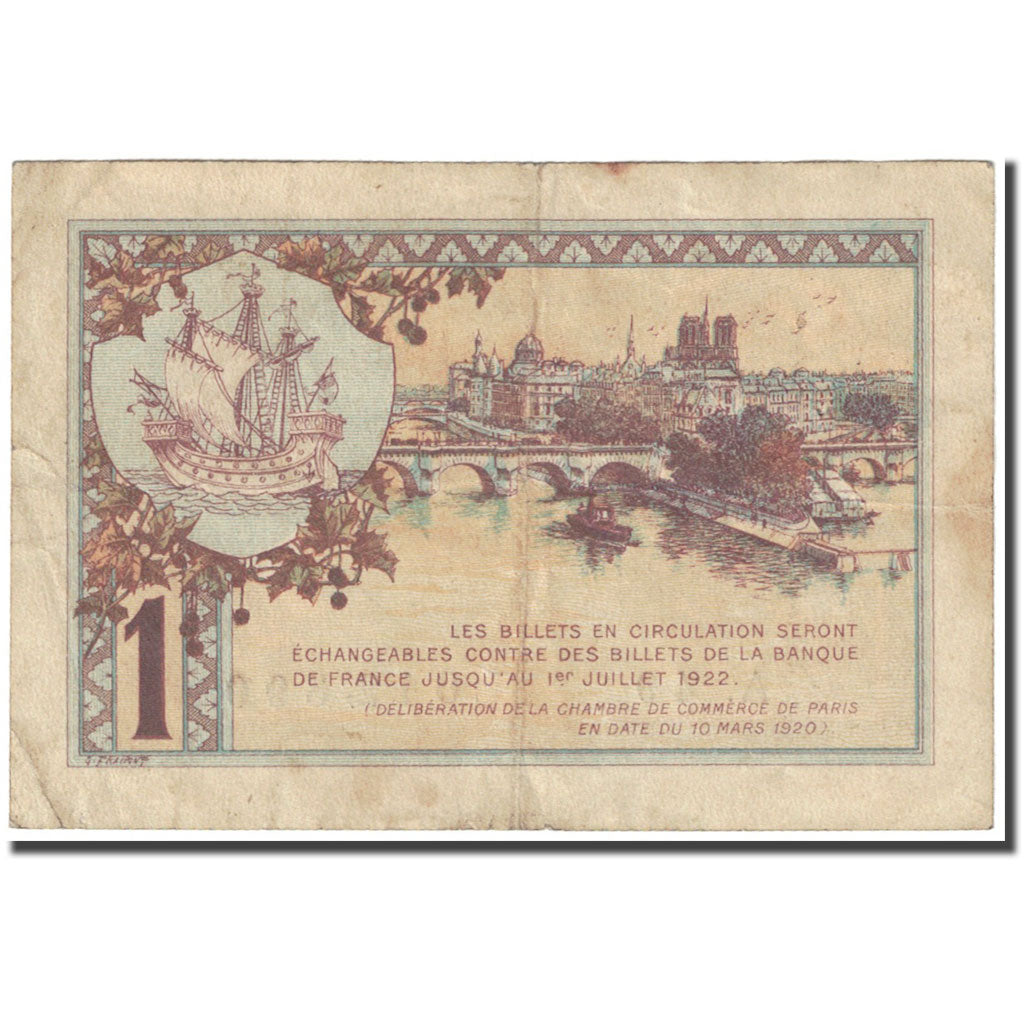 Francia, Paris, 1 Franc, 1920, Chambre de Commerce, MBC, Pirot:97-36