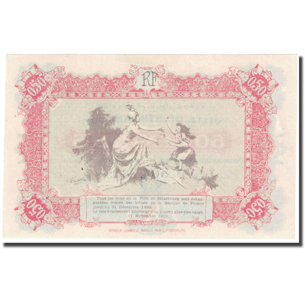 Francja, Strasbourg, 50 Centimes, 1918, Bon Municipal., AU(55-58), Pirot:133-1
