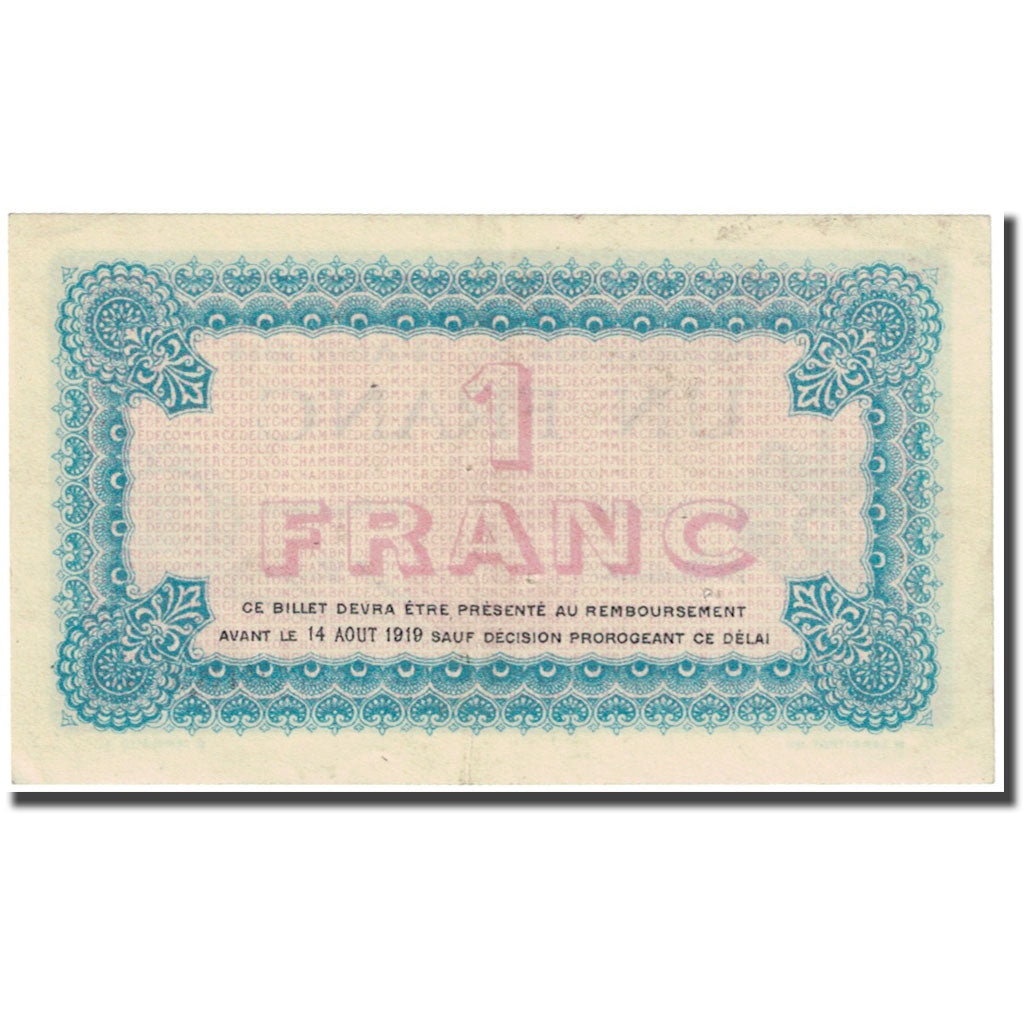 França, Lyon, 1 Franc, 1914, Chambre de Commerce, EF(40-45), Pirot:77-1