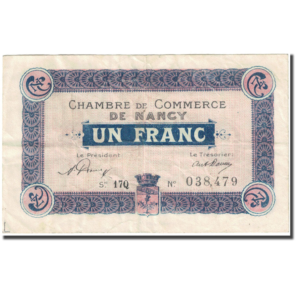 France, Nancy, 1 Franc, 1919, Chambre de Commerce, TTB, Pirot:87-36