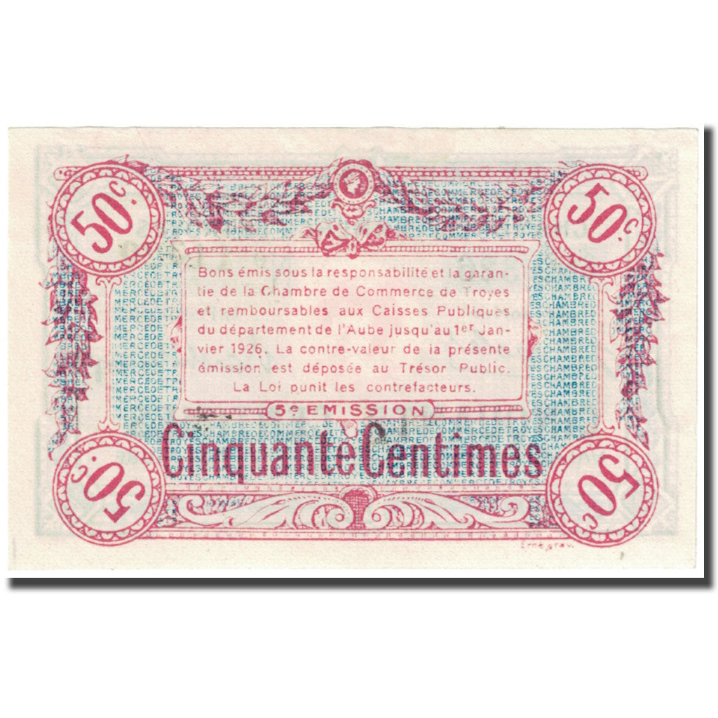 Francia, Troyes, 50 Centimes, 1918, Chambre de Commerce, SPL-, Pirot:124-9
