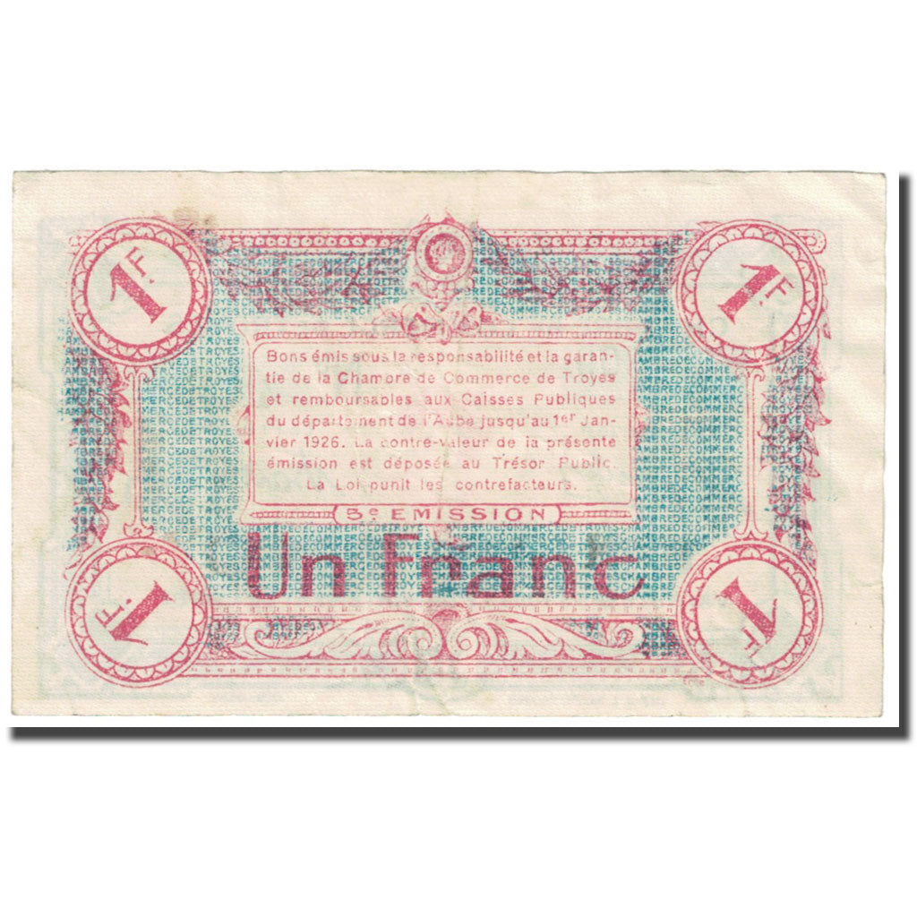 Frankrijk, Troyes, 1 Franc, 1918, Chambre de Commerce, TTB, Pirot:124-10