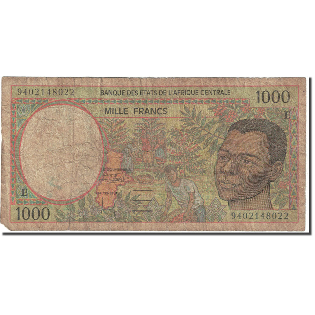 Banknote, Central African States, 1000 Francs, 1993, KM:502Na, VG(8-10)