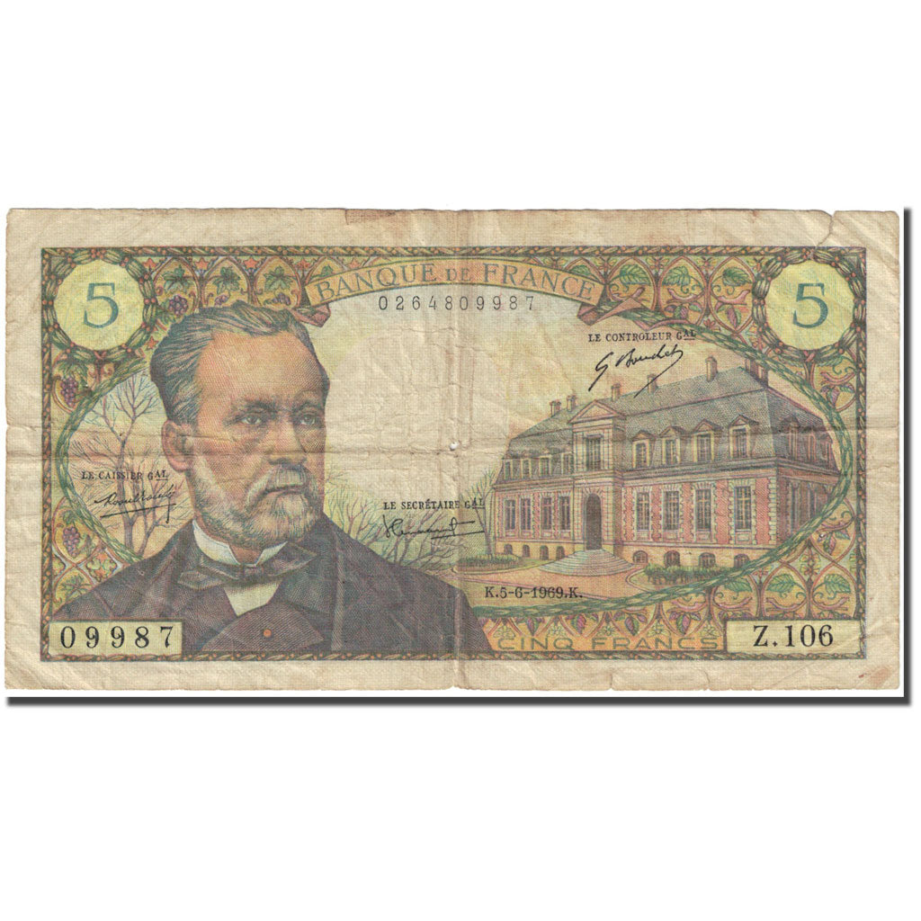 France, 5 Francs, Pasteur, 1967, 1967-05-05, AG(1-3), Fayette:61.10, KM:146b