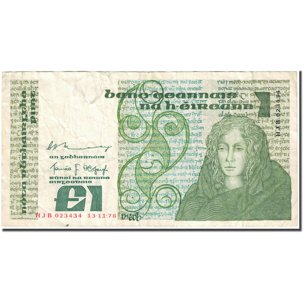 Banknote, Ireland - Republic, 1 Pound, 1977-1989, KM:70b, VG(8-10)