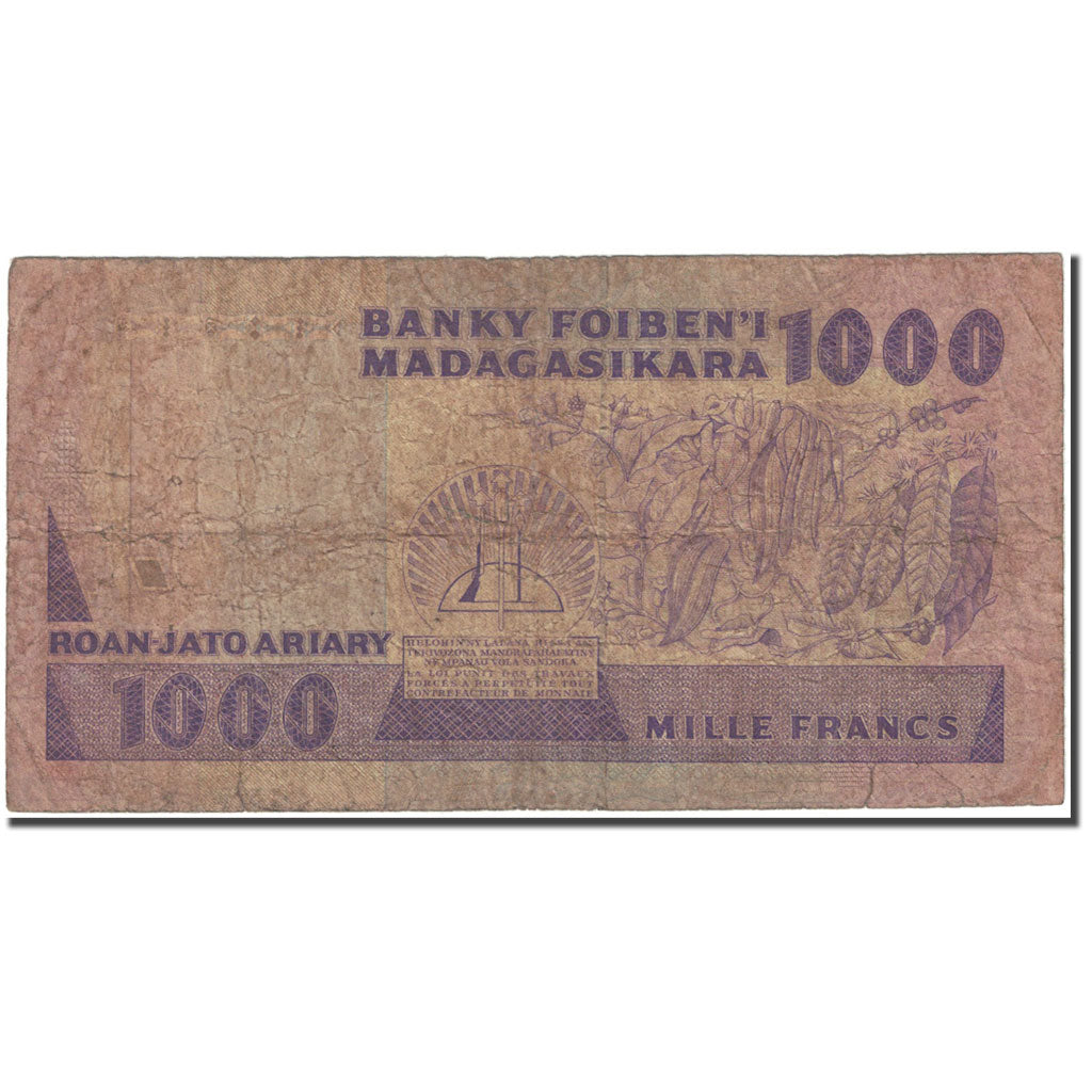 Banknote, Madagascar, 1000 Francs = 200 Ariary, Undated (1988-93), KM:72b