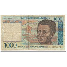 Banknote, Madagascar, 1000 Francs = 200 Ariary, Undated (1994), KM:76a, VG(8-10)