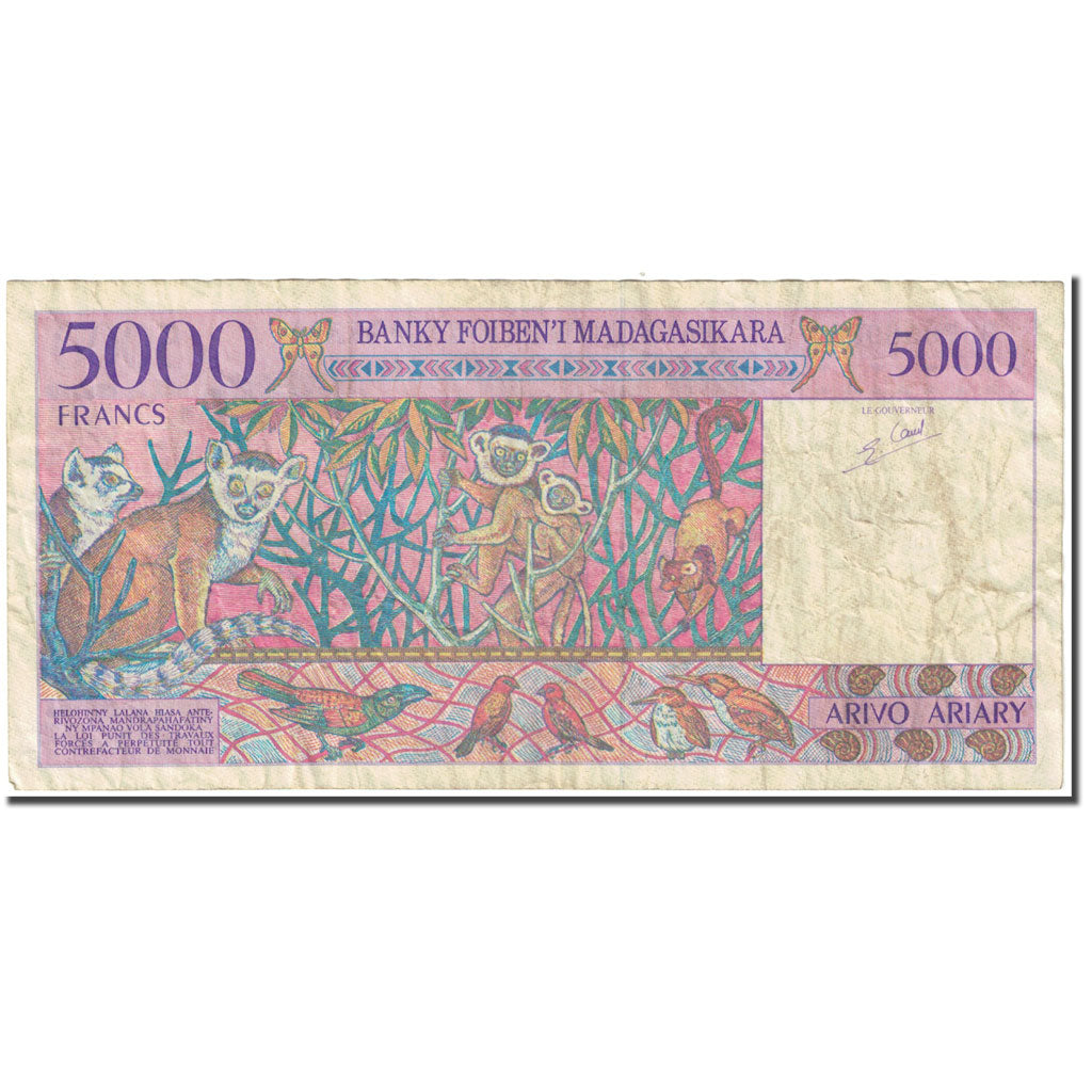 Banknote, Madagascar, 5000 Francs = 1000 Ariary, Undated (1995), KM:78b