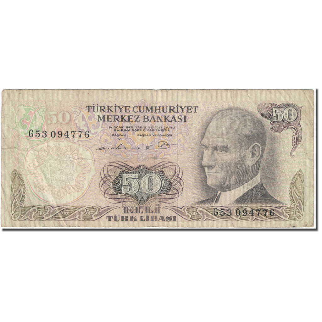 Geldschein, Türkei, 50 Lira, 1970, KM:175a, SGE