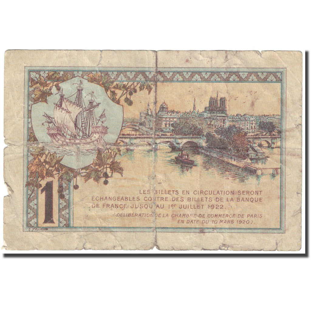 France, Paris, 1 Franc, 1920, VG(8-10), Pirot:97-36