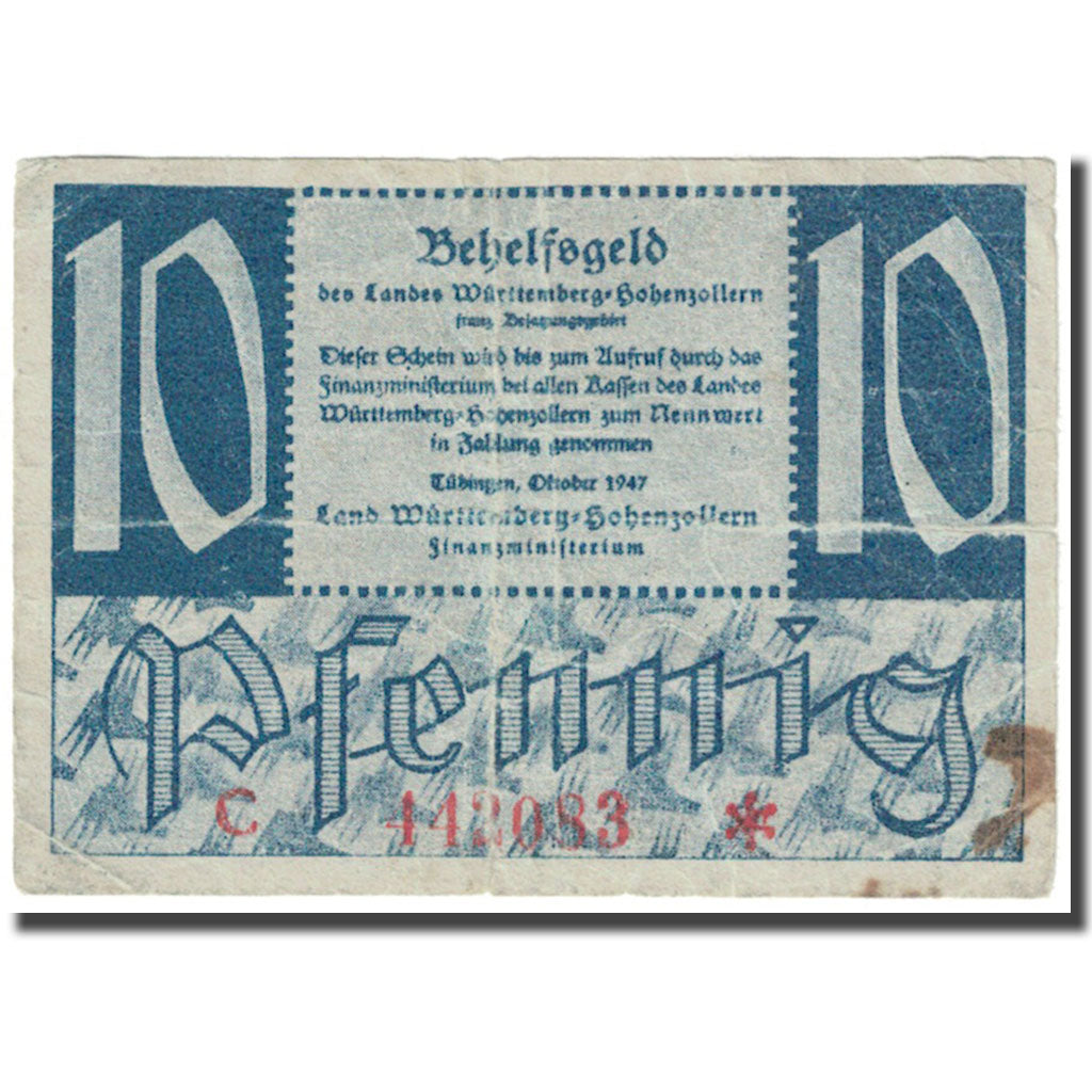 Banknote, Germany, 10 Pfennig, château, 1947, VF(20-25)