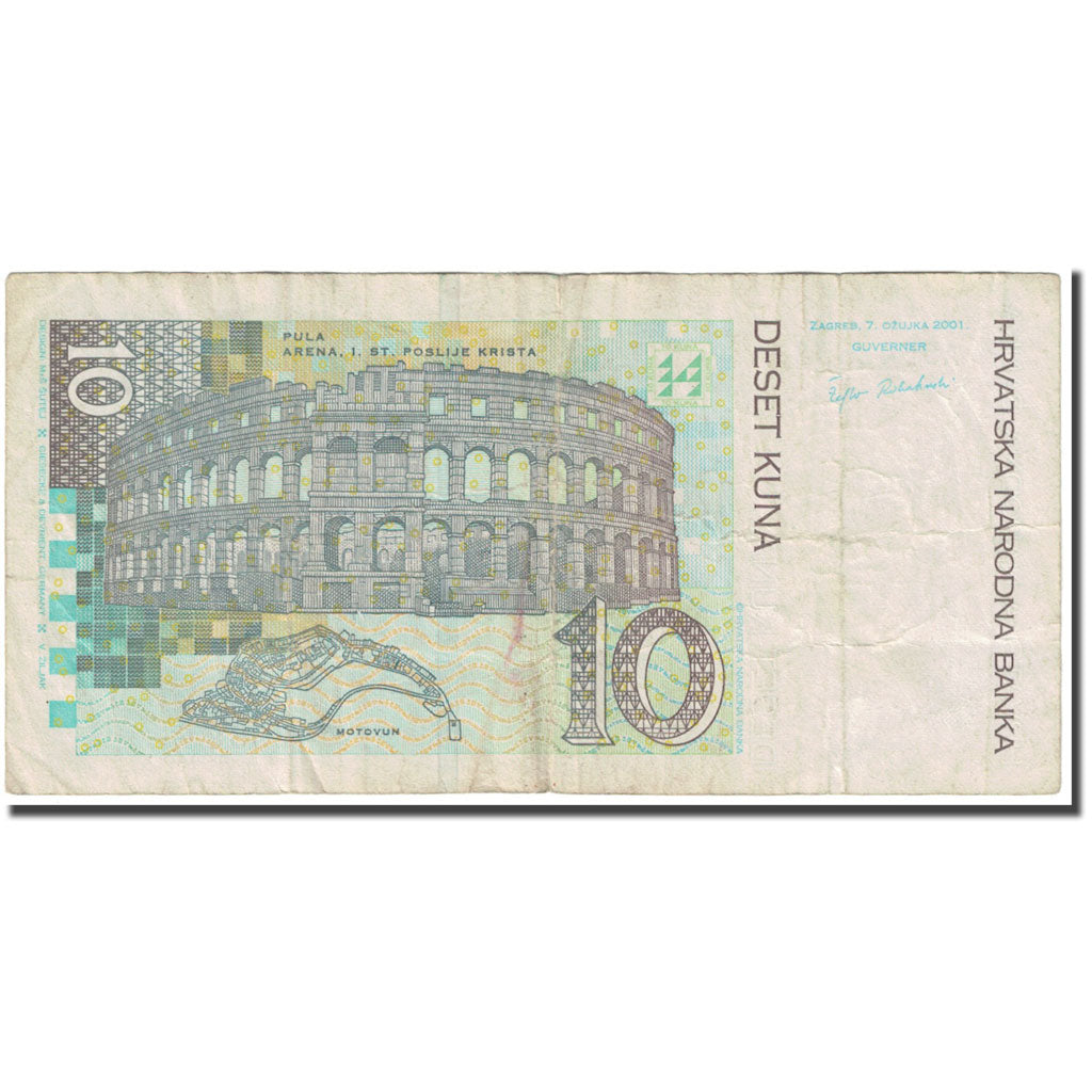 Banknote, Croatia, 10 Kuna, 2001, 2001-03-07, KM:38, VG(8-10)