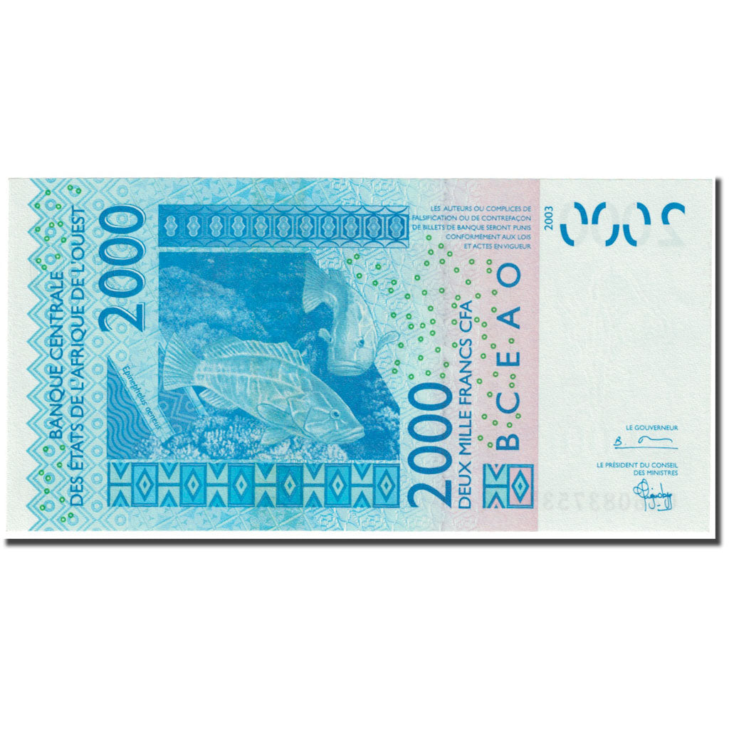 Banknote, West African States, 2000 Francs, 2003, KM:716Ka, UNC(65-70)