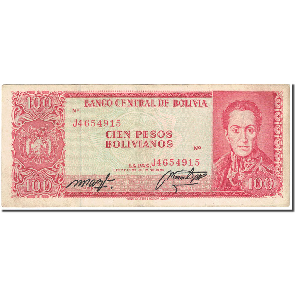 Biljet, Bolivia, 100 Pesos Bolivianos, 1962, 1962-07-13, KM:164A, TTB
