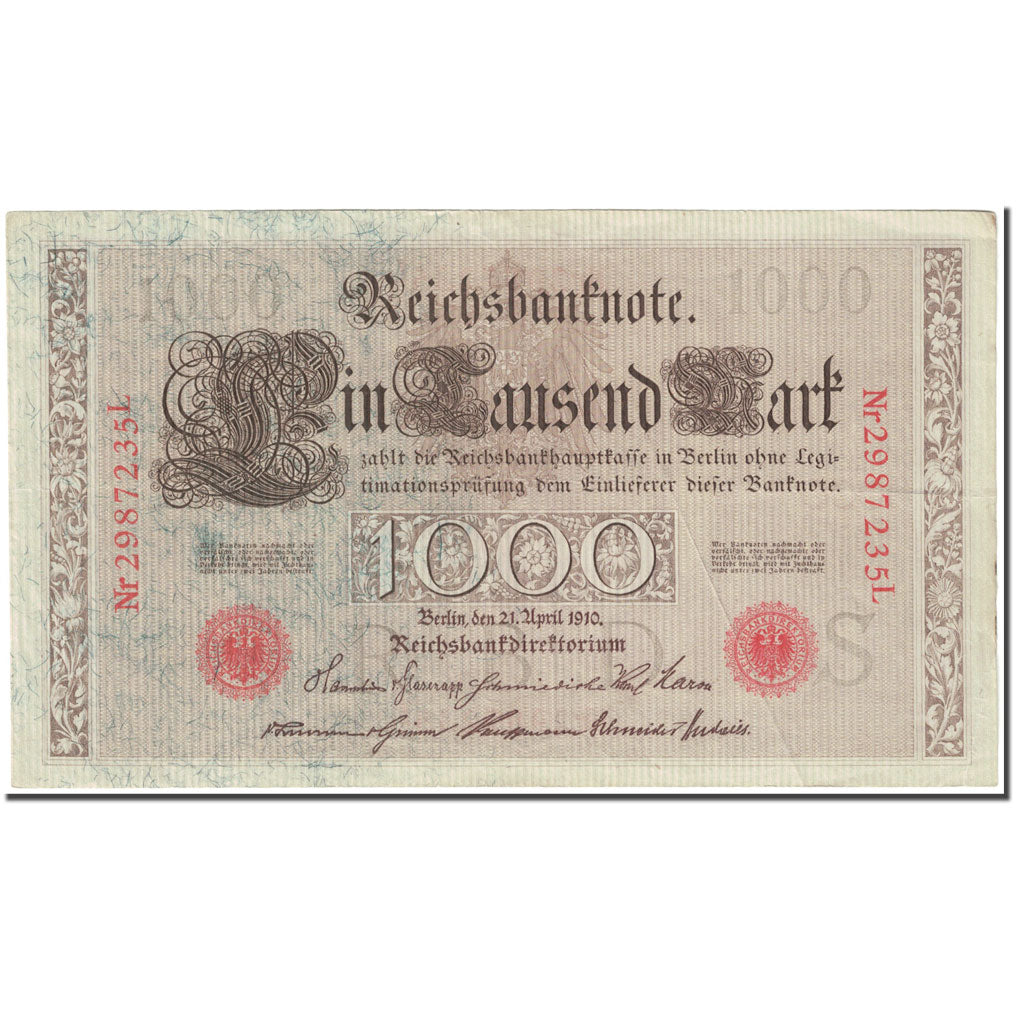 Banconote, Germania, 1000 Mark, 1910, 1910-04-21, KM:44b, BB+
