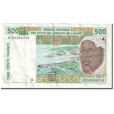 Banknote, West African States, 500 Francs, KM:710Kd, VF(20-25)