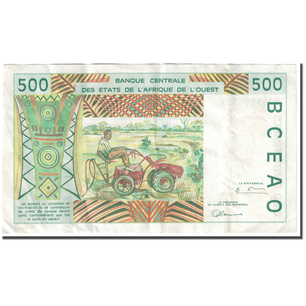 Banknote, West African States, 500 Francs, KM:710Kd, VF(20-25)