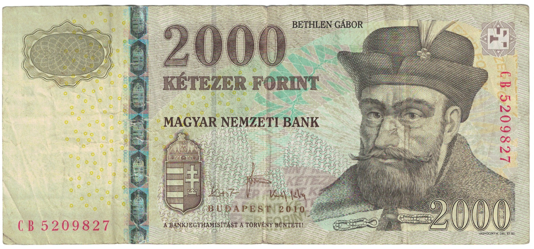 Banknot, Węgry, 2000 Forint, 2010, KM:198c, EF(40-45)
