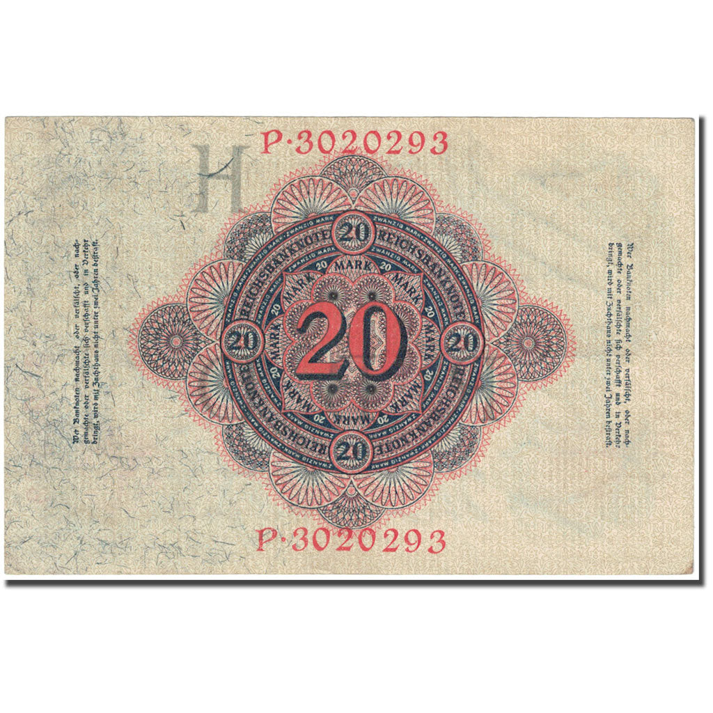 Banknote, Germany, 20 Mark, 1914, 1914-02-19, KM:46b, AU(55-58)