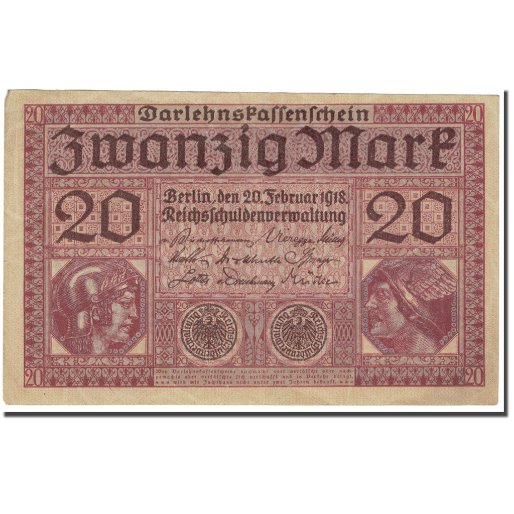 Geldschein, Deutschland, 20 Mark, 1918, 1918-02-20, KM:57, SS