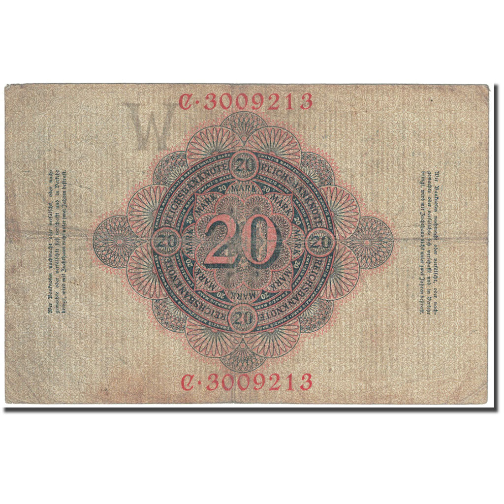 Banknote, Germany, 20 Mark, 1908, 1908-02-07, KM:31, VF(20-25)