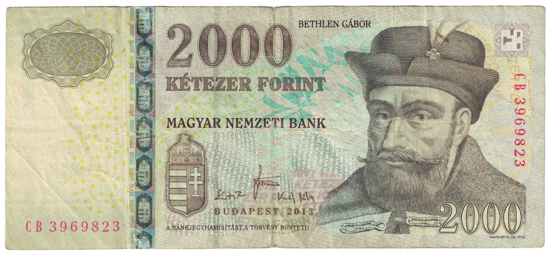 Geldschein, Ungarn, 2000 Forint, 2013, KM:198c, S