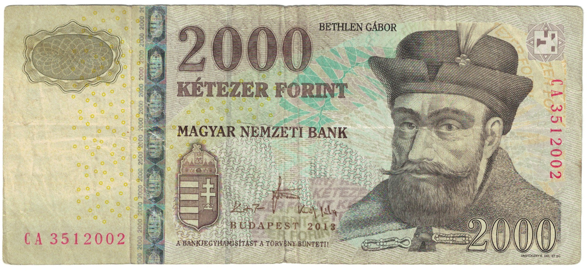 Billete, 2000 Forint, 2013, Hungría, KM:198c, BC