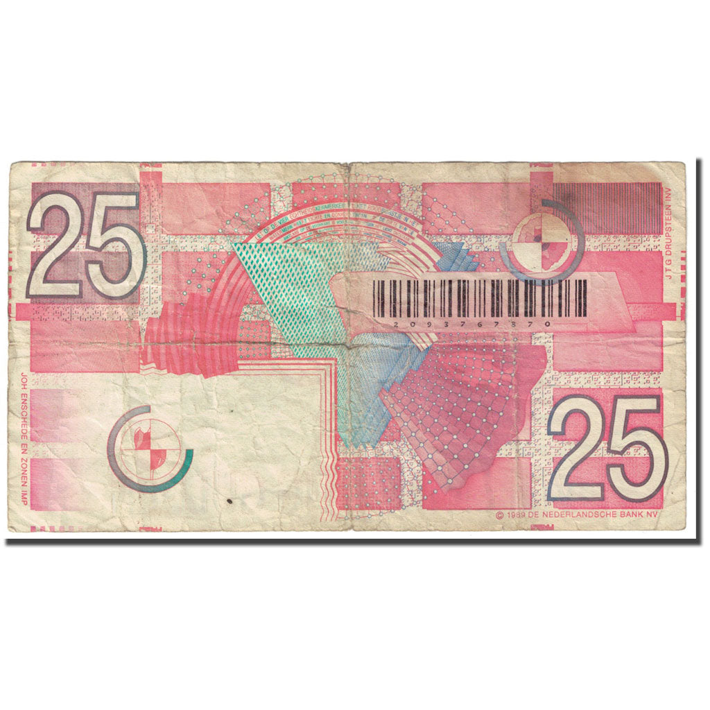 Banknote, Netherlands, 25 Gulden, 1989, KM:100, VG(8-10)