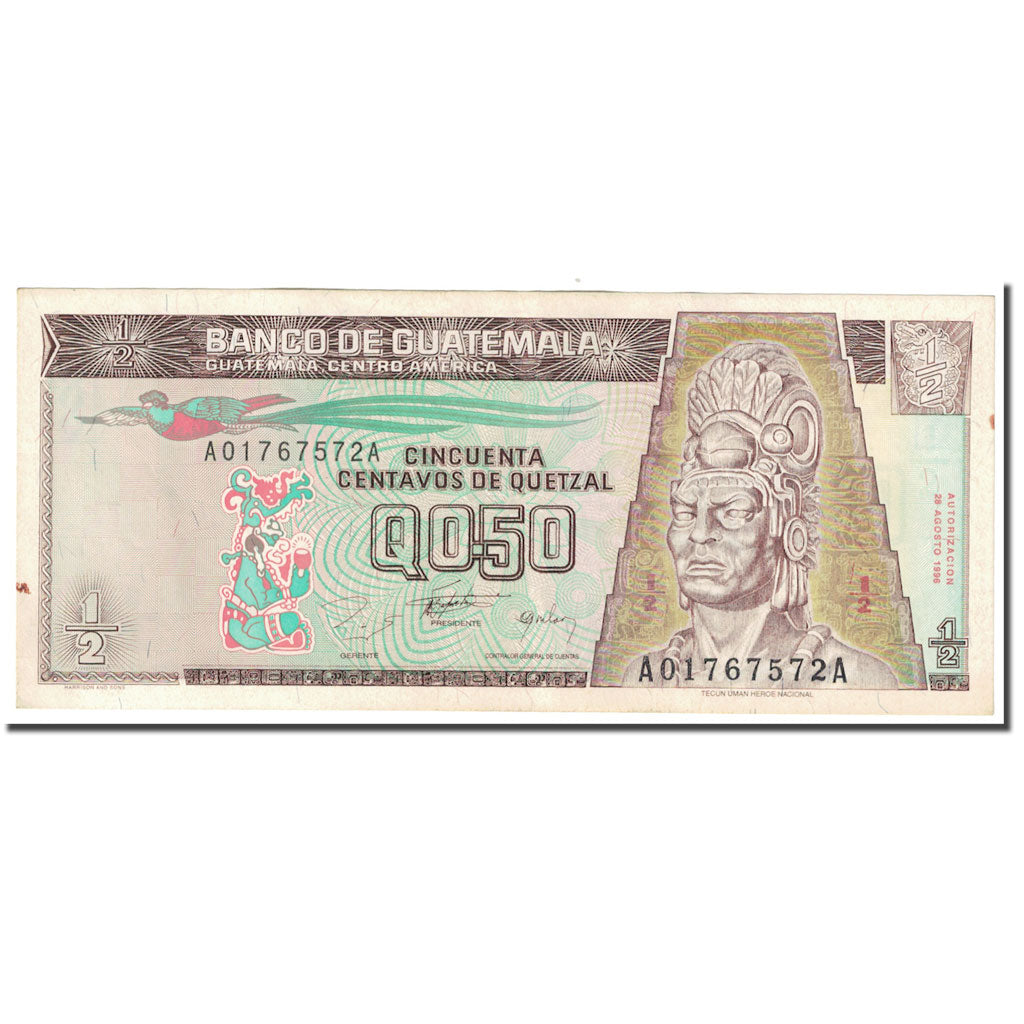 Nota, Guatemala, 1/2 Quetzal, 1996, 1996-08-28, KM:96a, EF(40-45)