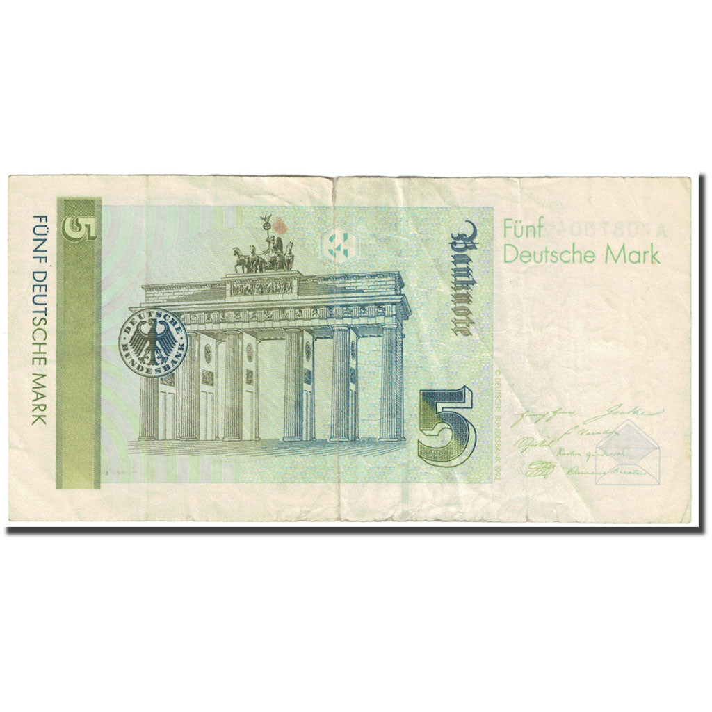 Banknote, GERMANY - FEDERAL REPUBLIC, 5 Deutsche Mark, 1991, 1991-08-01, KM:37