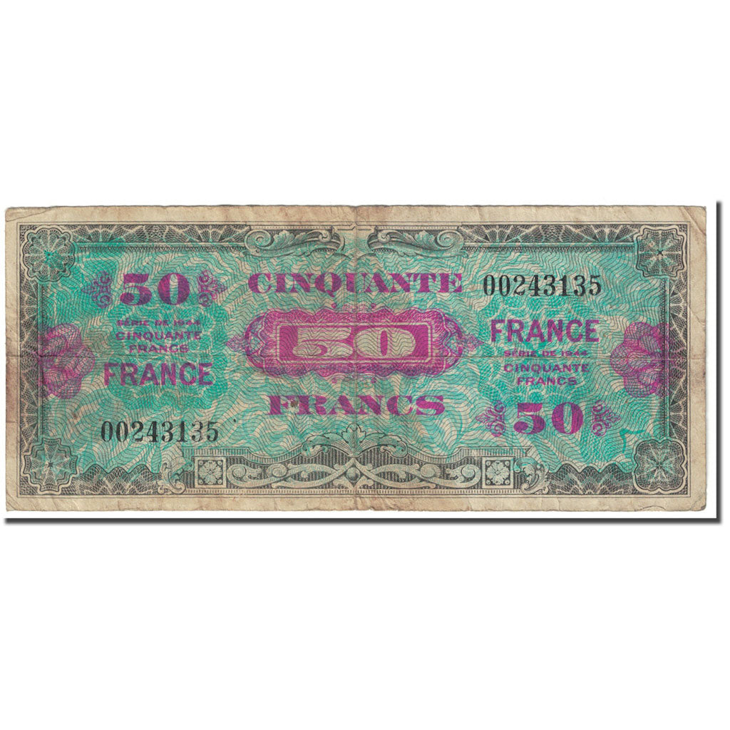France, 50 Francs, 1944, VG(8-10), Fayette:19.1, KM:117a