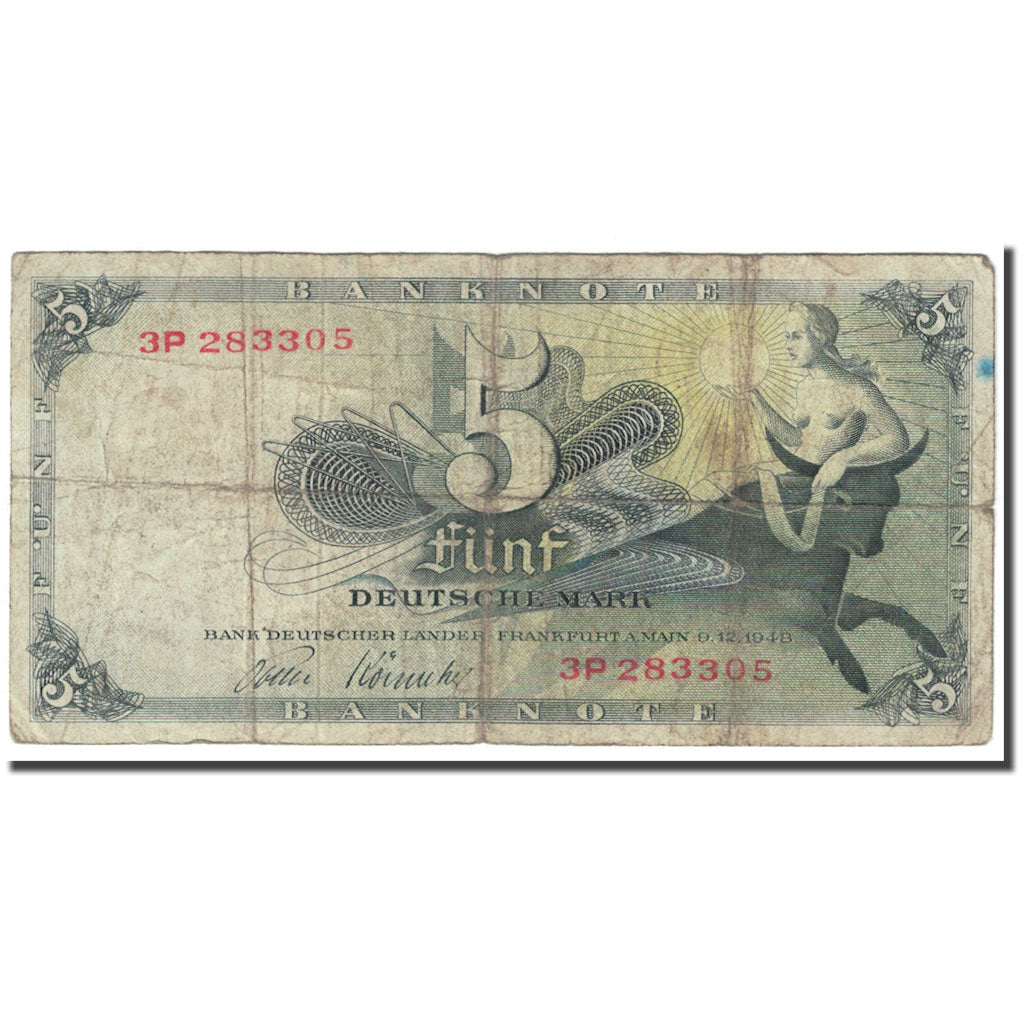 Banknote, GERMANY - FEDERAL REPUBLIC, 5 Deutsche Mark, 1948, 1948-12-09, KM:13e